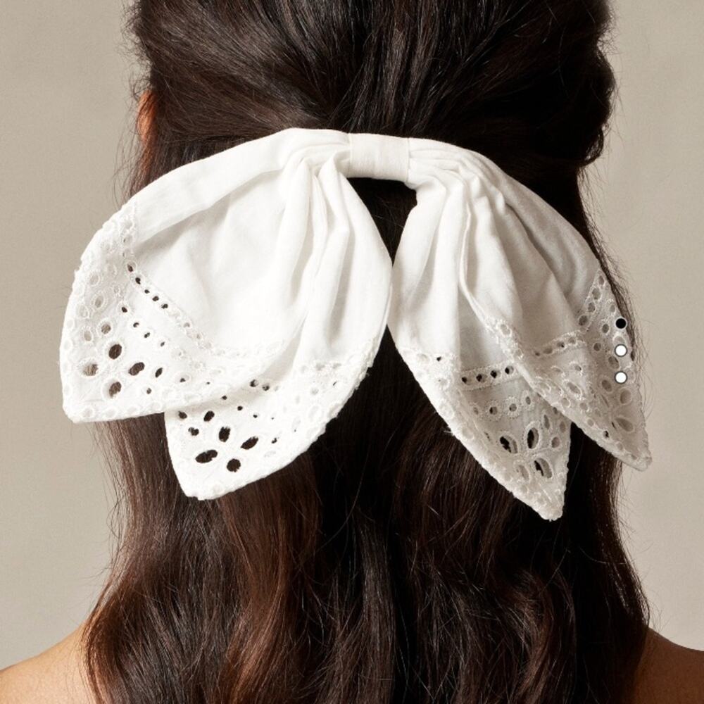 J. Crew white Eyelet bow hair clip Hair barrette